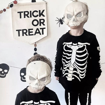 Trick or Treat banner, wall hanging in simple black text