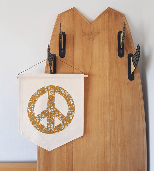 Custom peace sign banner in your choice of printed fabric