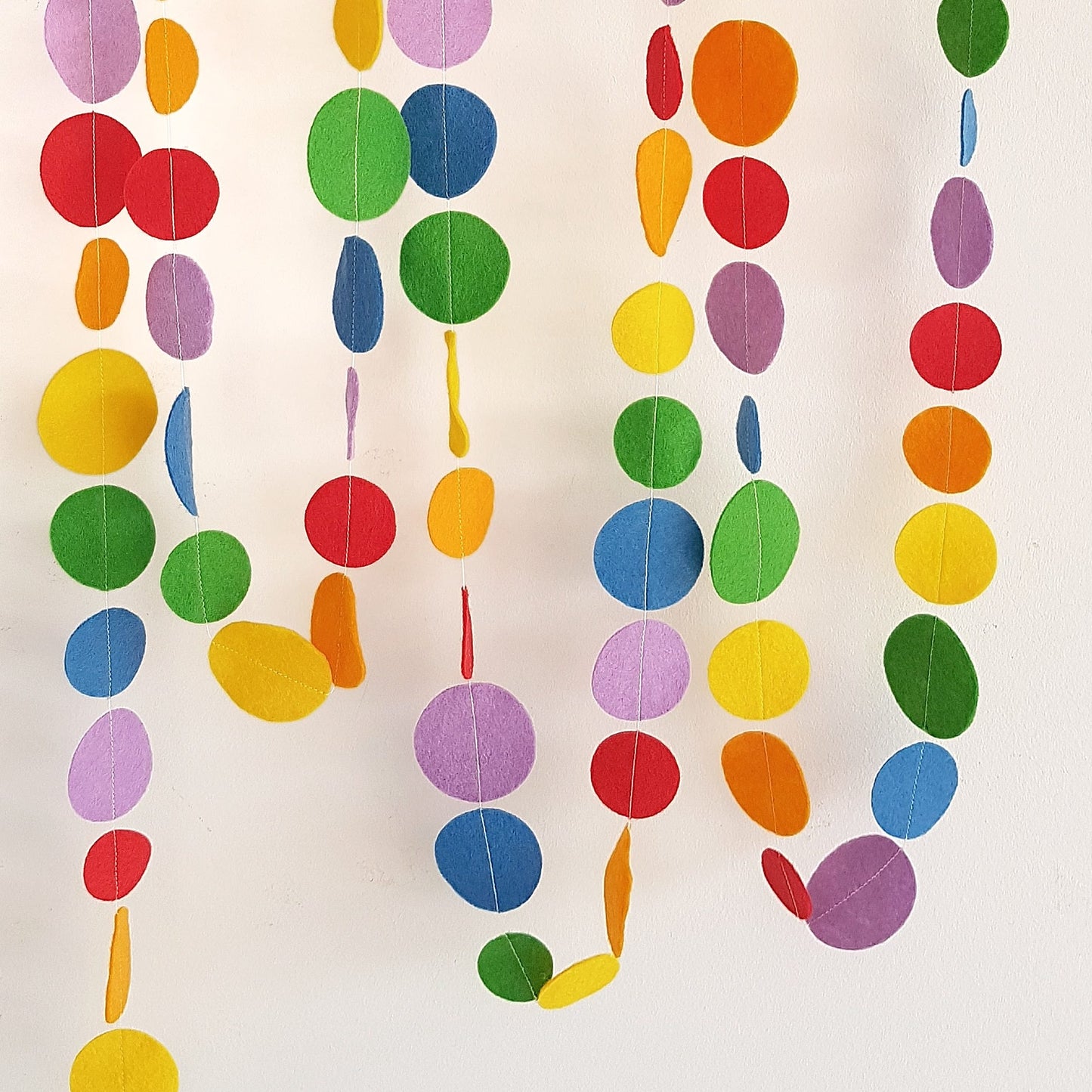 Spotty felt garland - Rainbow Bright colours