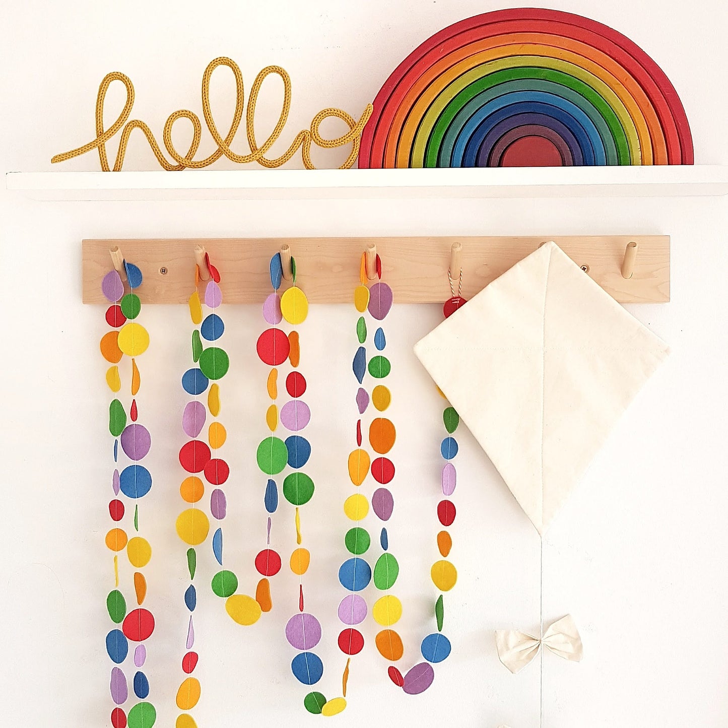 Spotty felt garland - Rainbow Bright colours