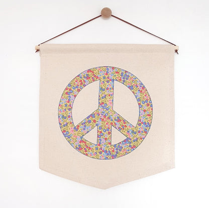 Custom peace sign banner in your choice of printed fabric