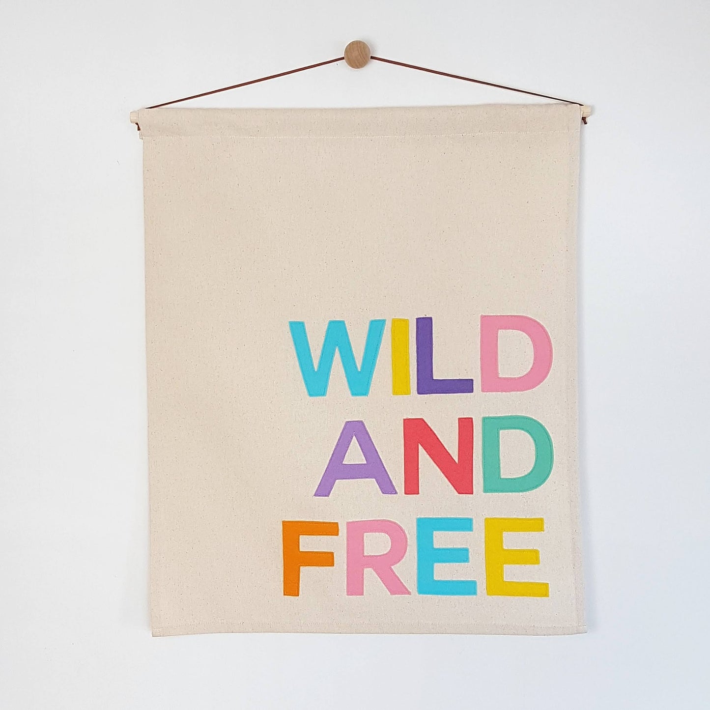 Wild and Free banner, wall hanging. As seen on The Toddler Club with Giovanna Fletcher