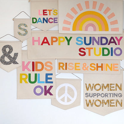 Rise and Shine banner, wall hanging