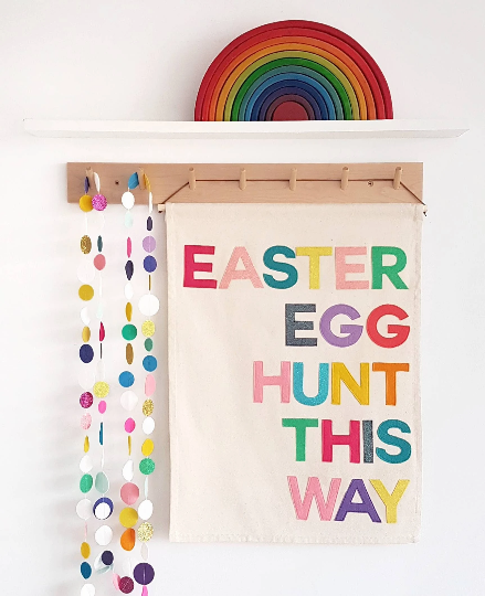 Easter Egg Hunt This Way wall hanging