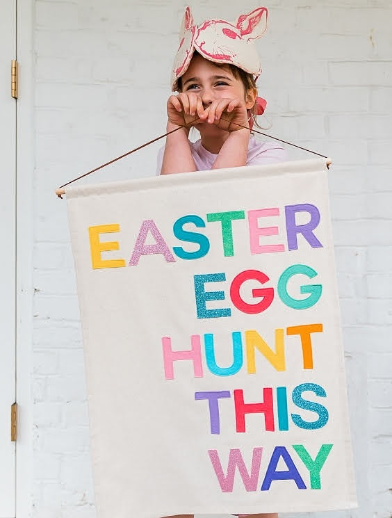 Easter Egg Hunt This Way wall hanging