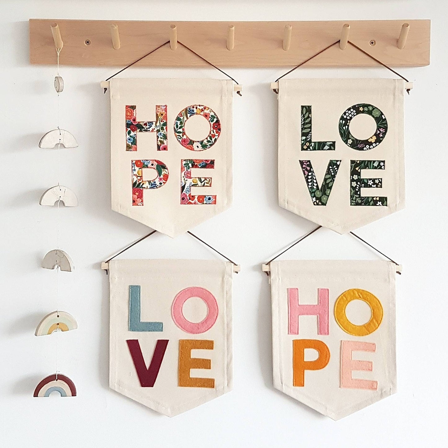 LOVE or HOPE Mini banner, wall hanging