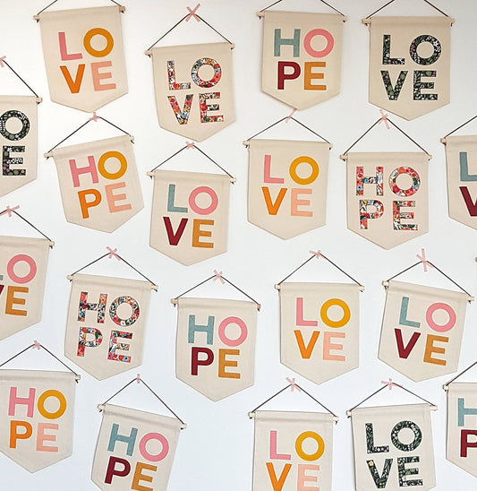 LOVE or HOPE Mini banner, wall hanging