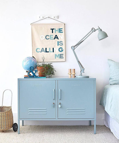 The Ocean is Calling me banner, wall hanging in ocean blue colours