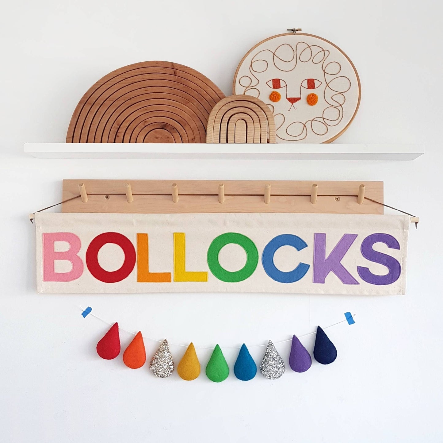 Rainbow Bright BOLLOCKS banner, wall hanging.