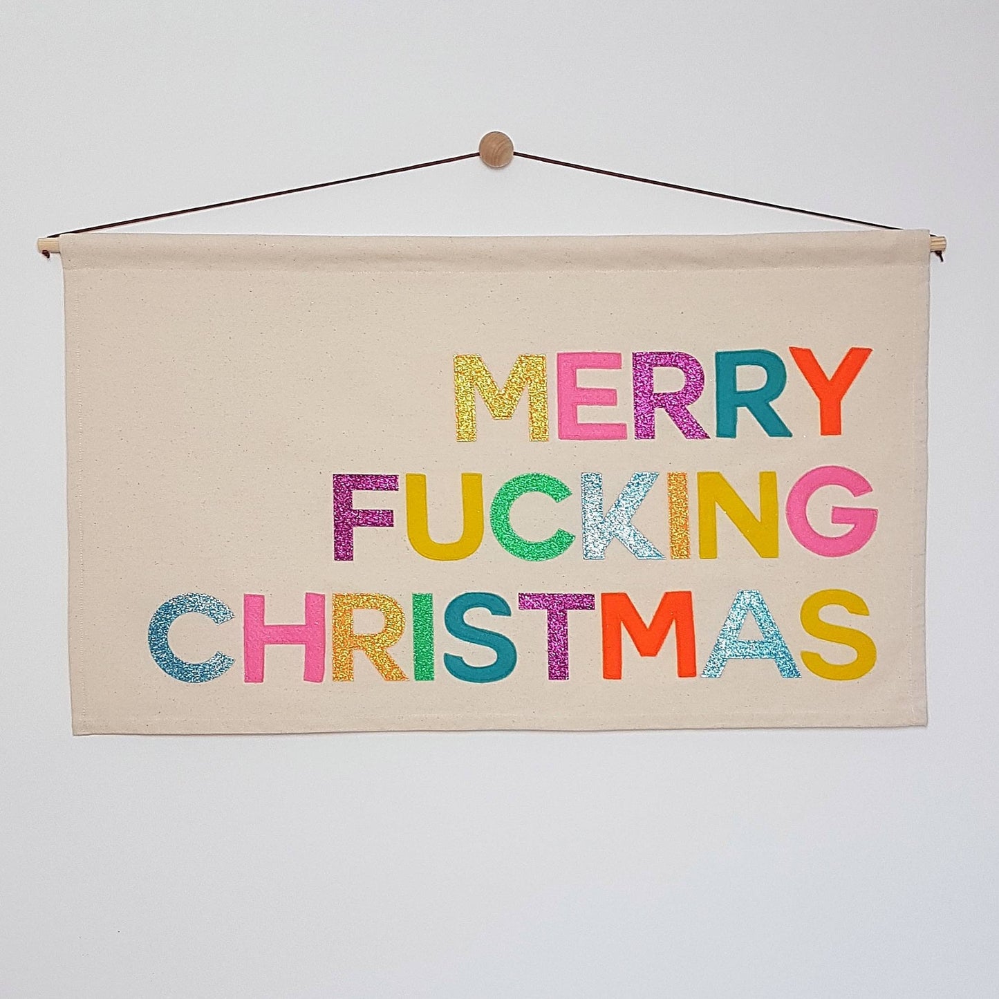 Merry Fucking Christmas banner, wall hanging