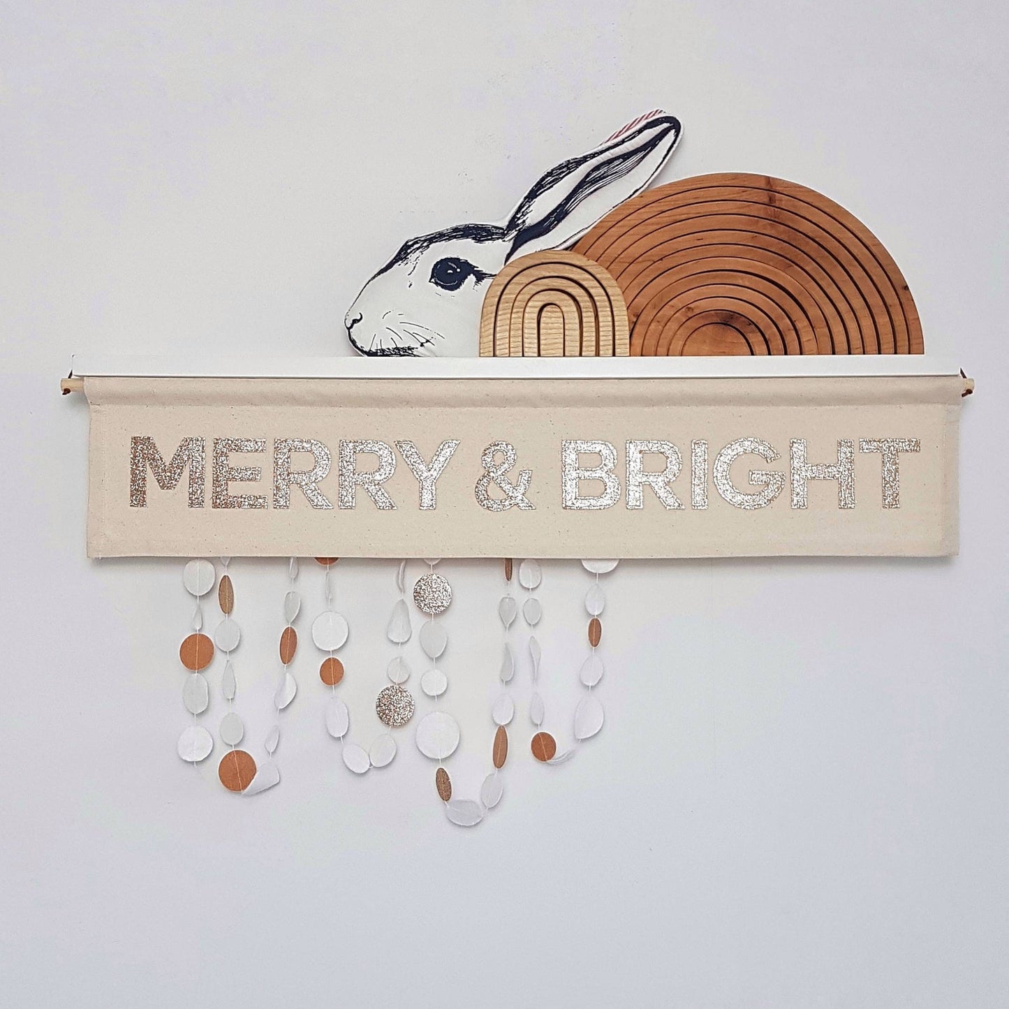 Merry & Bright Christmas banner, wall hanging