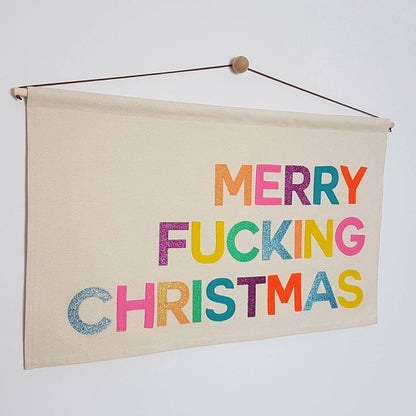 Merry Fucking Christmas banner, wall hanging