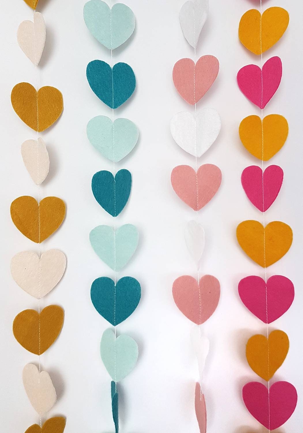 Heart felt garland in 2 colours of your choice