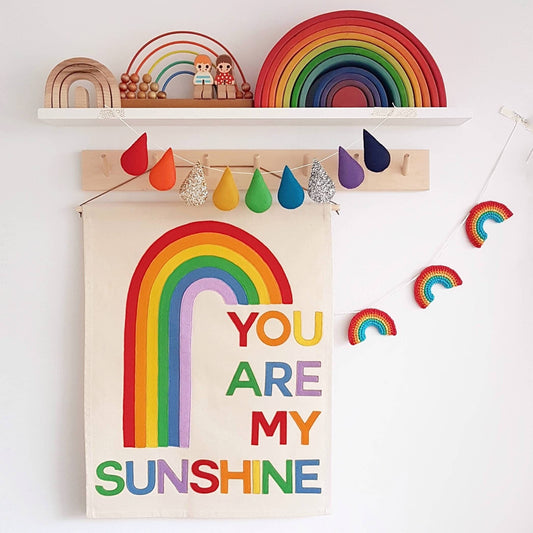 You Are My Sunshine with rainbow banner, wall hanging