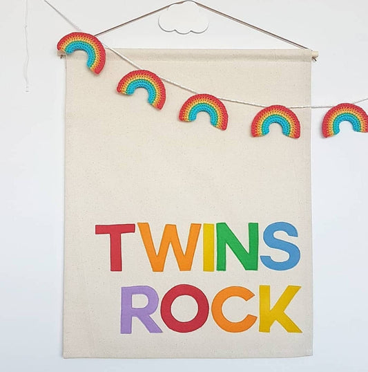 Twins Rock wall hanging in a choice of 3 colourways