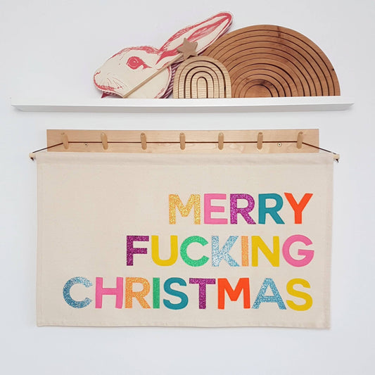 Merry Fucking Christmas banner, wall hanging