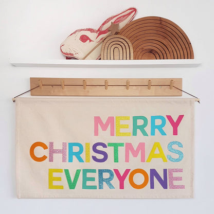 Merry Christmas Everyone banner, wall hanging in a choice of 2 colourways.