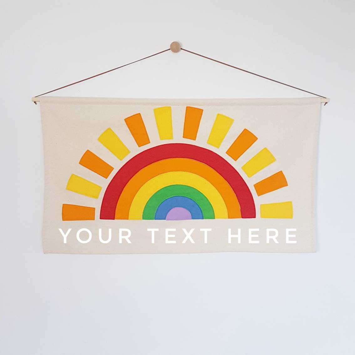 Large Rainbow colour Sunshine banner with text of your choice