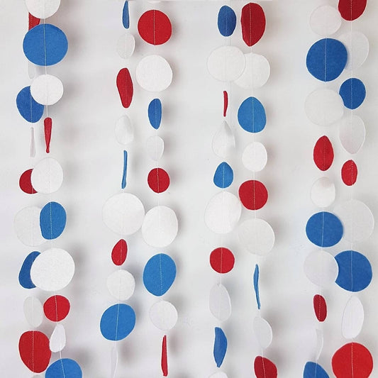 Special edition Red, White and Blue spotty felt celebration garland.